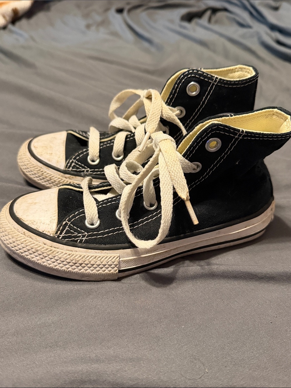 Converse Kids Black High-Top Sneakers with Cream Accents